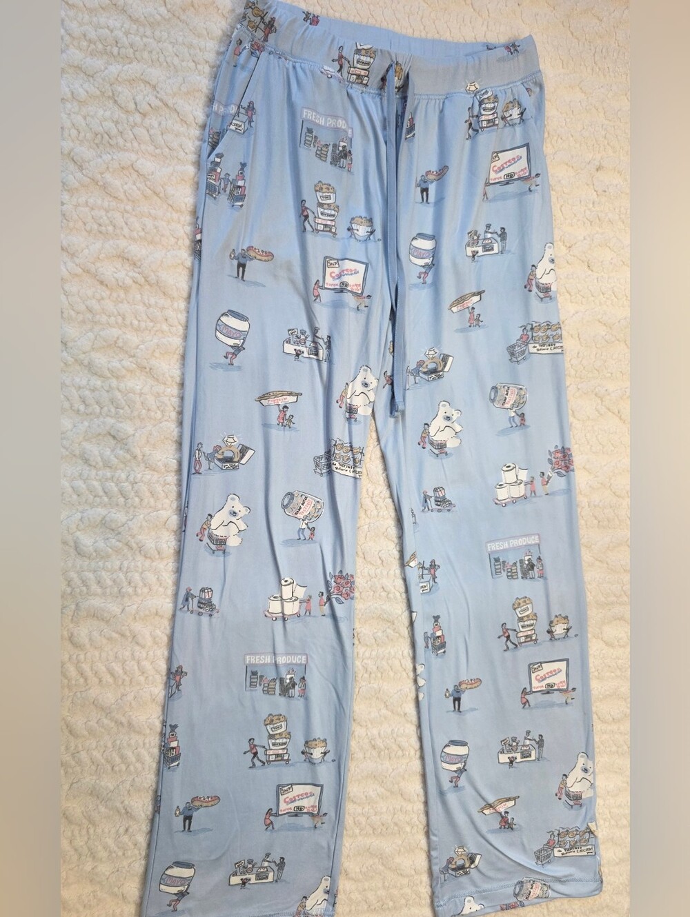 Munki Munki Costco Novelty Pajama Pants Size S Blue Grocery Print